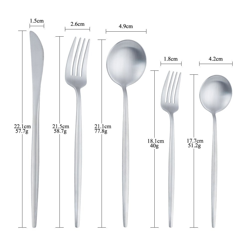 Slim Stainless Steel Cutlery Set 16 or 20 Piece Dining NALANI