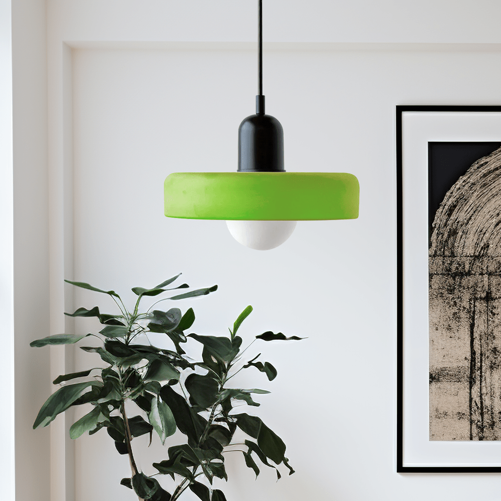 Modern Colored Glass Pendant Light for Stylish Interiors Light Green Black 25 x 18 cm NaLani