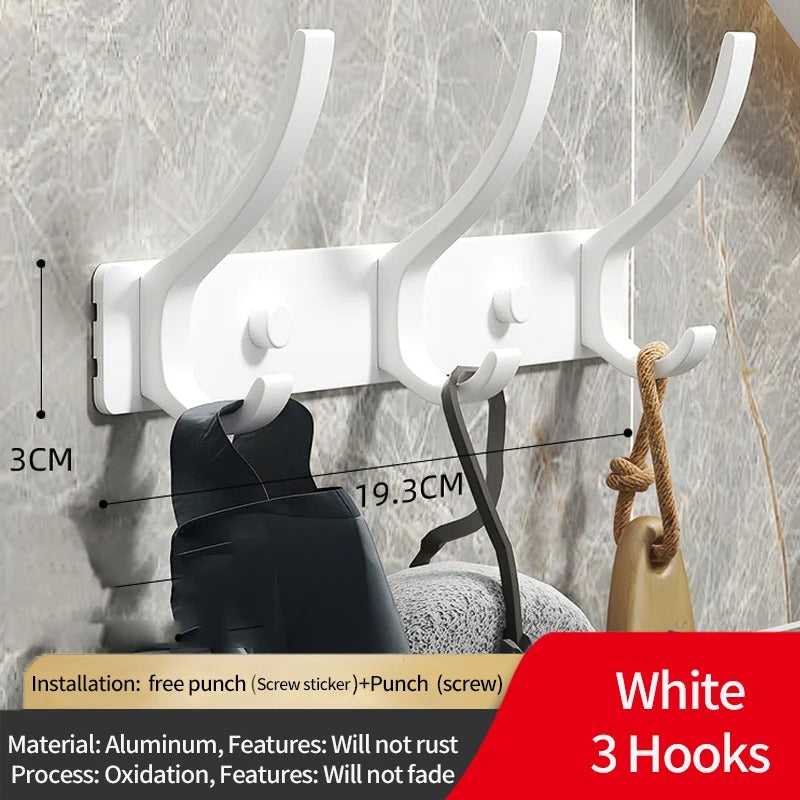 Durable Aluminum Wall Mounted Coat Rack With Six Hooks White 3-hook NALANI