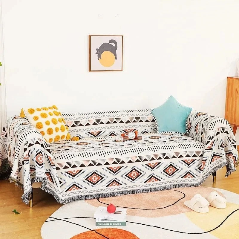 Vibrant Throw Blanket Collection with Braided Fringe Ends NaLani