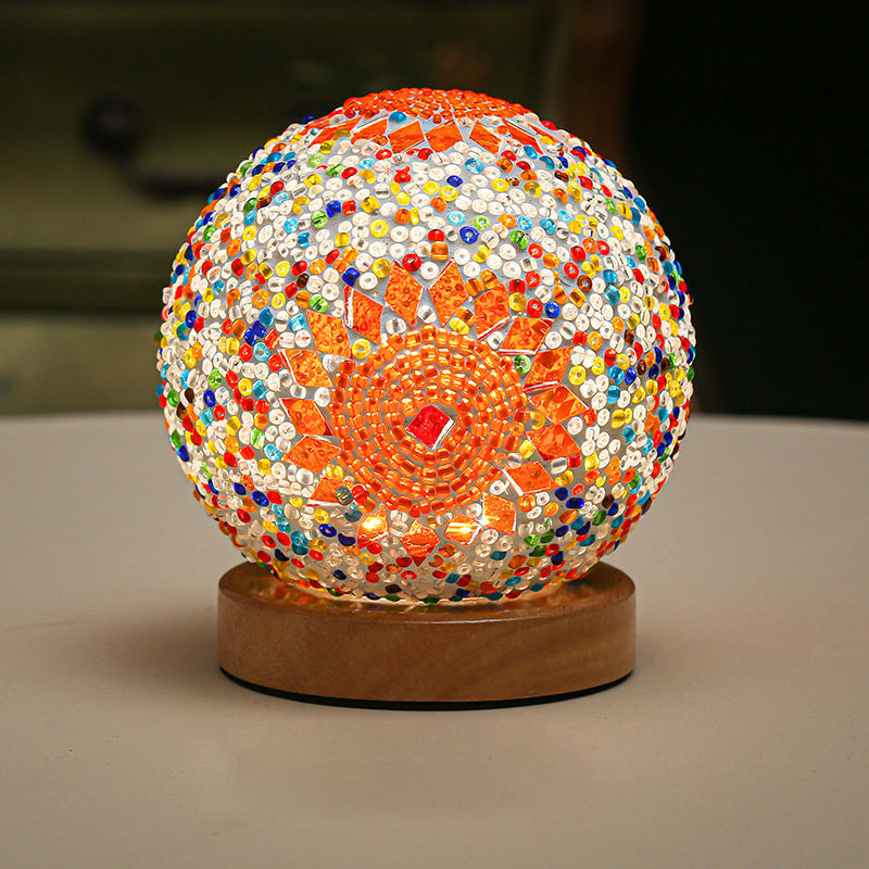 Dimmable Boho Baroque LED Glass Mosaic Table Lamp 9.5 cm Bohemia Orange NALANI
