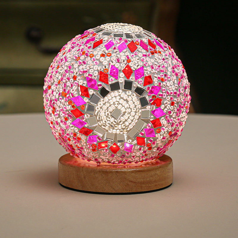 Dimmable Boho Baroque LED Glass Mosaic Table Lamp 9.5 cm Bohemia Pink NALANI