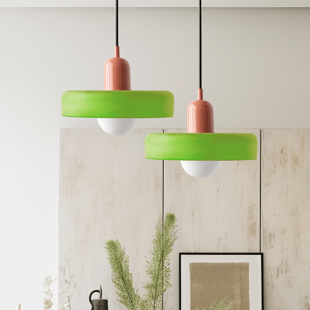 Modern Colored Glass Pendant Light for Stylish Interiors Light Green Pink 25 x 18 cm NaLani