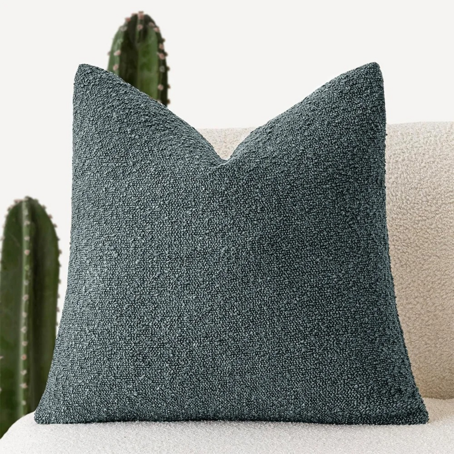 Elegant Boucle Cushion Cover for Sophisticated Home Decor Grey Green NaLani