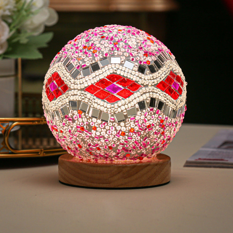 Dimmable Boho Baroque LED Glass Mosaic Table Lamp 9.5 cm Baroque Pink NALANI