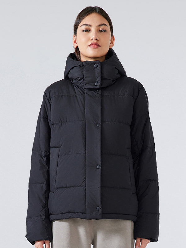 Warm Padded Down Jacket For Women With Hood Winter Coat Black NALANI