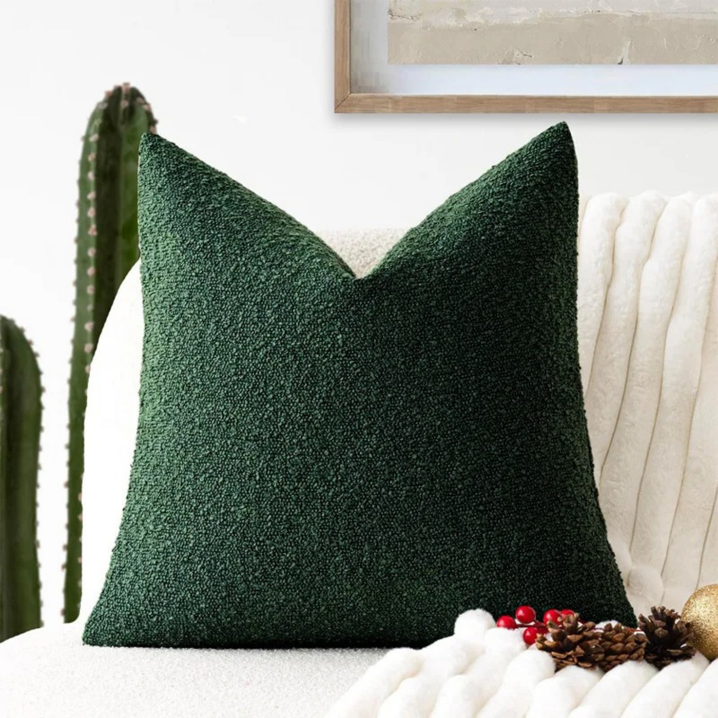 Elegant Boucle Cushion Cover for Sophisticated Home Decor Green NaLani