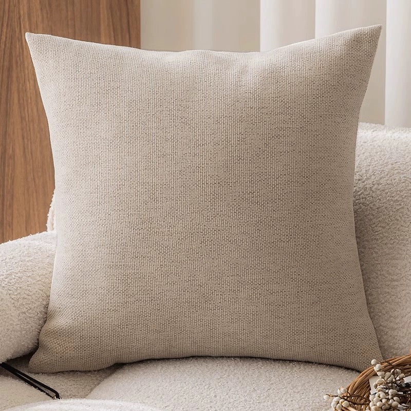 French Retro Black Border Cushion Covers Cotton Jacquard Mantra Oatmeal Color NALANI