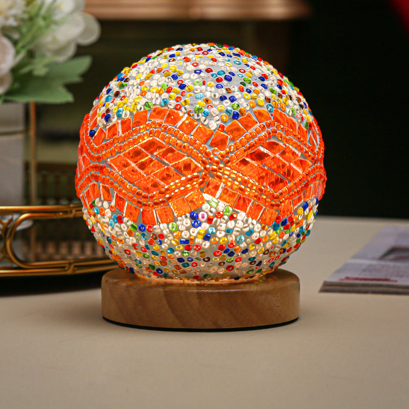 Dimmable Boho Baroque LED Glass Mosaic Table Lamp 9.5 cm Baroque Orange NALANI