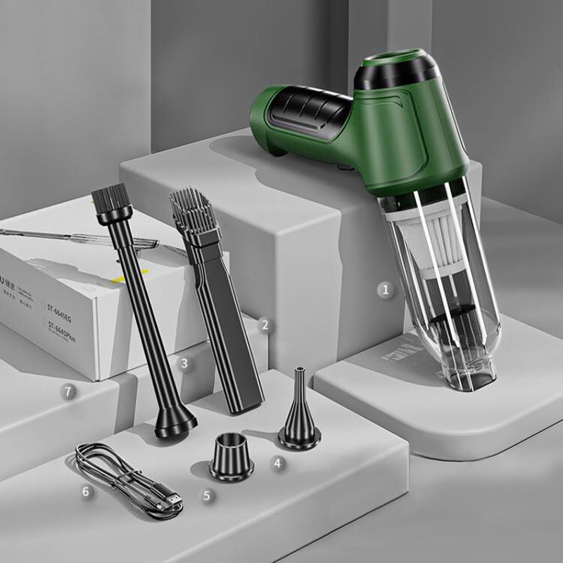 Powerful Cordless Car Vacuum Cleaner For Auto Interiors Dark Green * Basic Kit NALANI