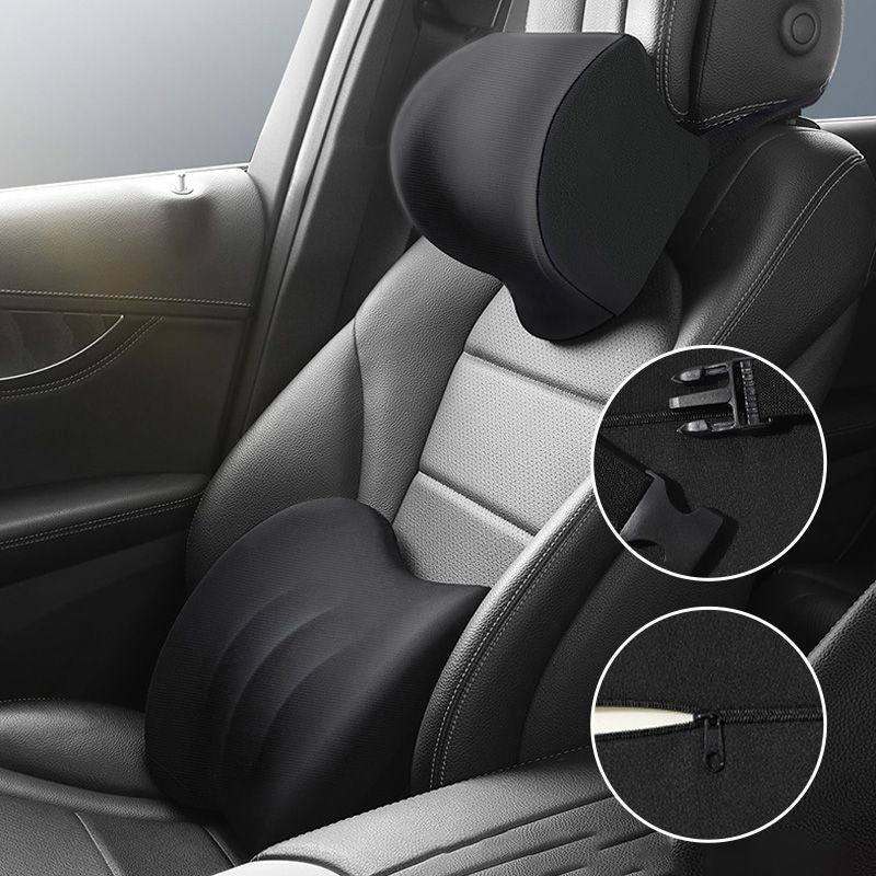 Car Headrest And Lumbar Support Cushion For Road Comfort Black NALANI