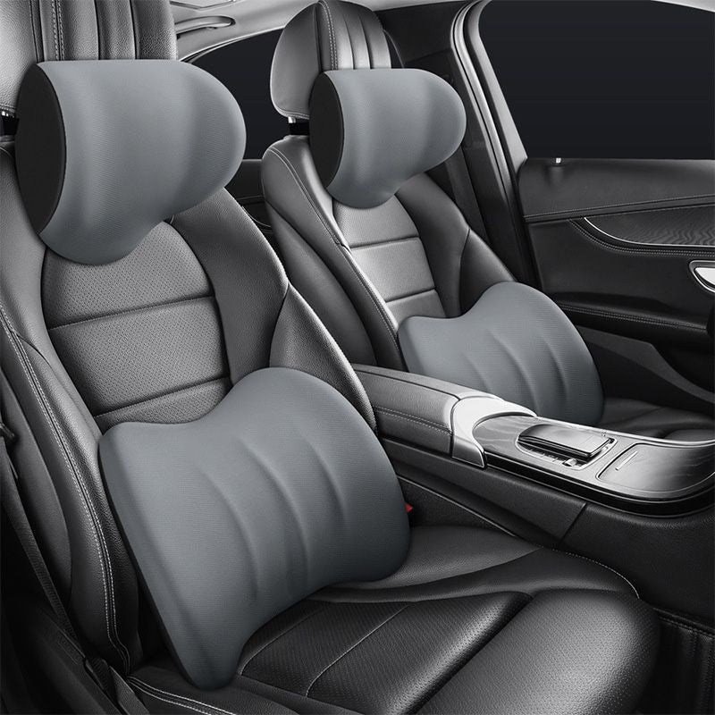 Car Headrest And Lumbar Support Cushion For Road Comfort Gray NALANI