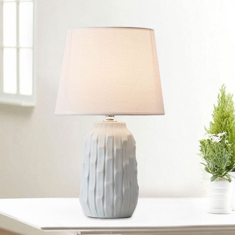 Designer Table Lamp with Conical Shade and Cylindrical Base Blue NALANI