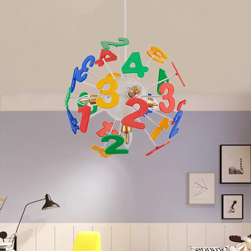 Kids Globe Ceiling Pendant Light 4 Light Nursing Room White Number NALANI