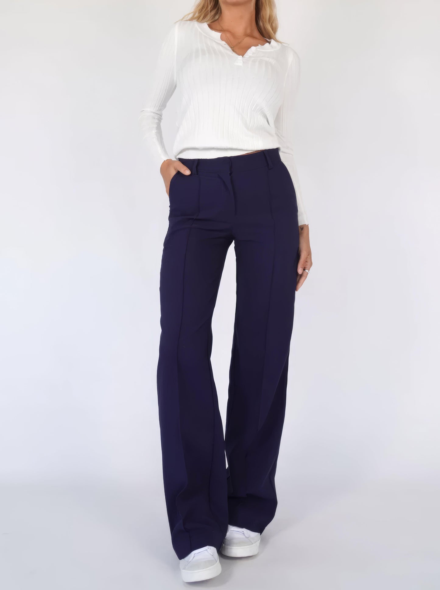 Nalani | Women's High-Waisted Wide-Leg Trousers - Tailored Fit - Full Length - Elegant & Versatile