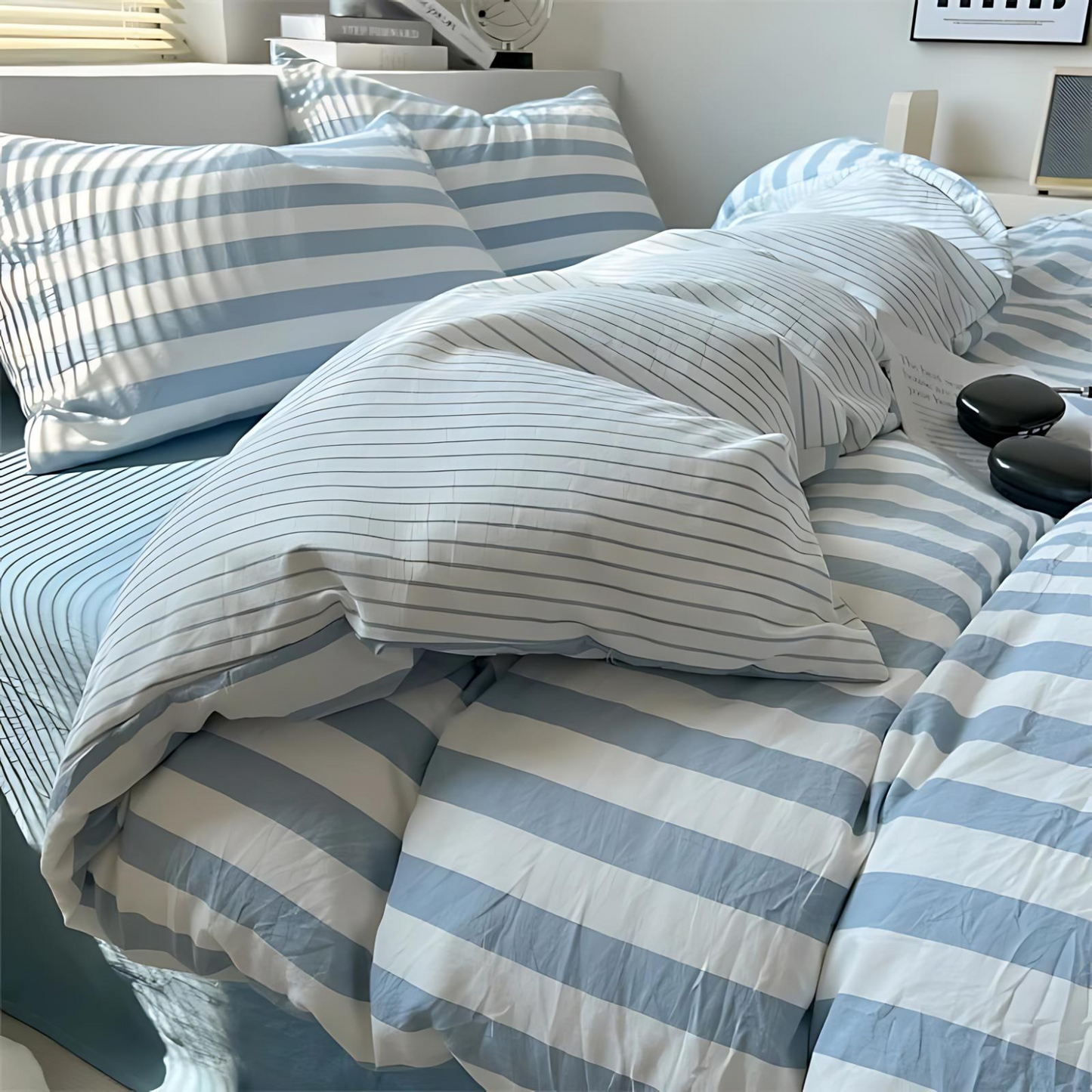 Classic Striped Bedding Set for Timeless Bedroom Elegance Blue NaLani