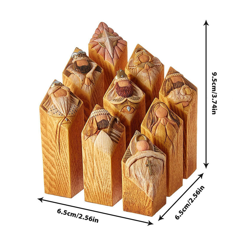 Elegant Christmas Nativity Pillar Figures Set of 9 for Decor NaLani