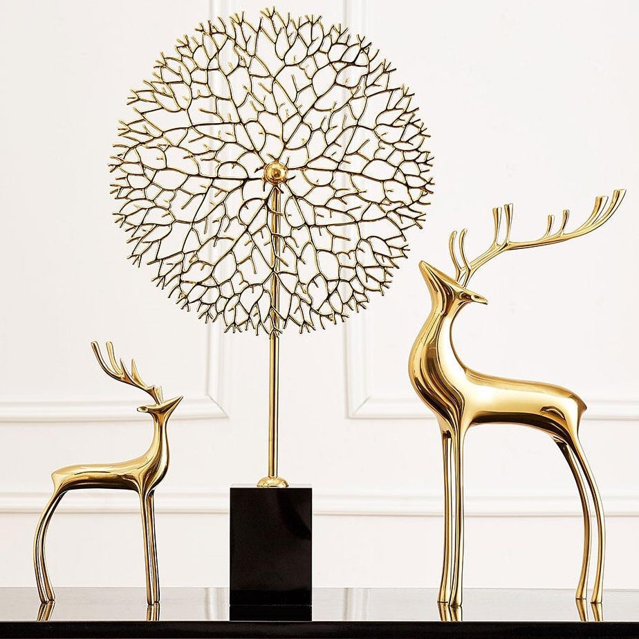 Decorative Golden Reindeer Figurines for Holiday Home Decor NaLani