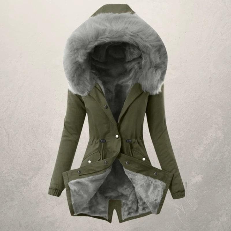 Liana | Women’s Parka Winter Jacket – Mid-Length Fit – Faux Fur Lined – Hooded with Button Closure