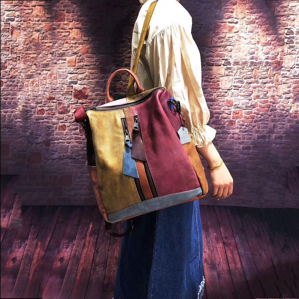 Retro Genuine Leather Womens Handbag Backpack Classic Style-Handtassen-NaLani