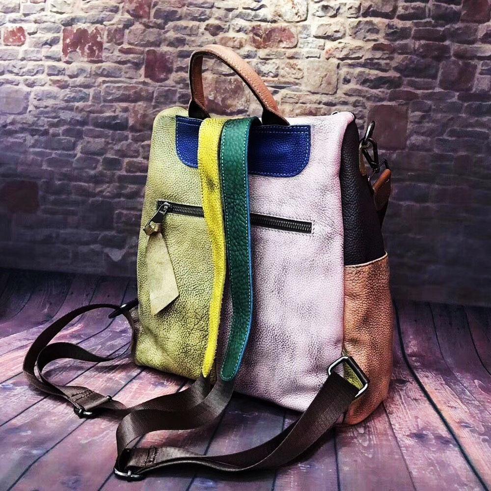 Retro Genuine Leather Womens Handbag Backpack Classic Style-Handtassen-NaLani