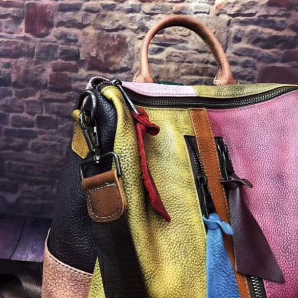 Retro Genuine Leather Womens Handbag Backpack Classic Style-Handtassen-NaLani