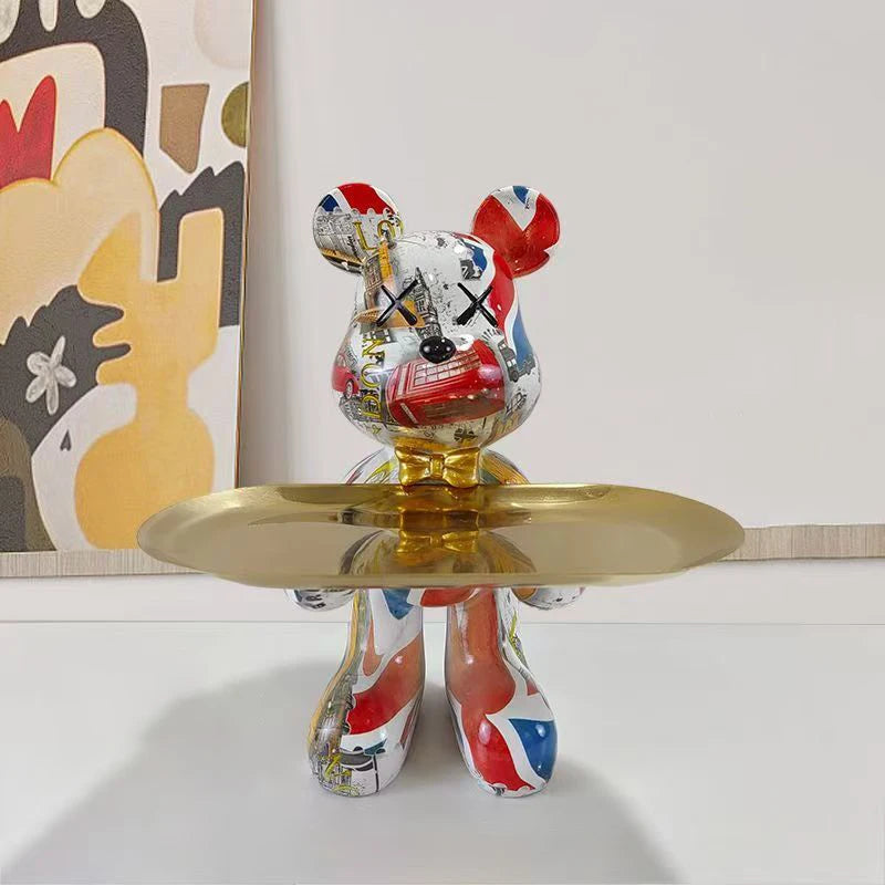 Graffiti Bear Ornament Figurine for Home Decoration and Desk Storage Nivra NaLani