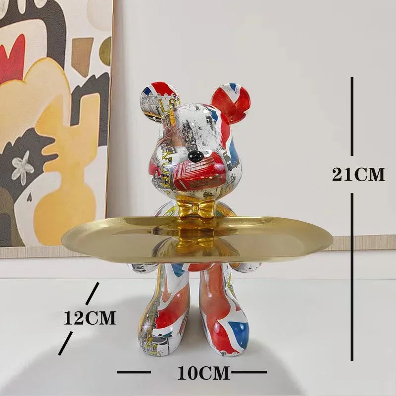 Graffiti Bear Ornament Figurine for Home Decoration and Desk Storage NaLani
