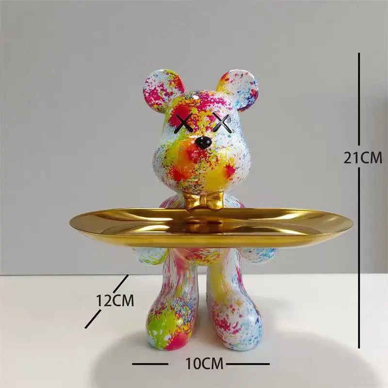 Graffiti Bear Ornament Figurine for Home Decoration and Desk Storage Mylox NaLani