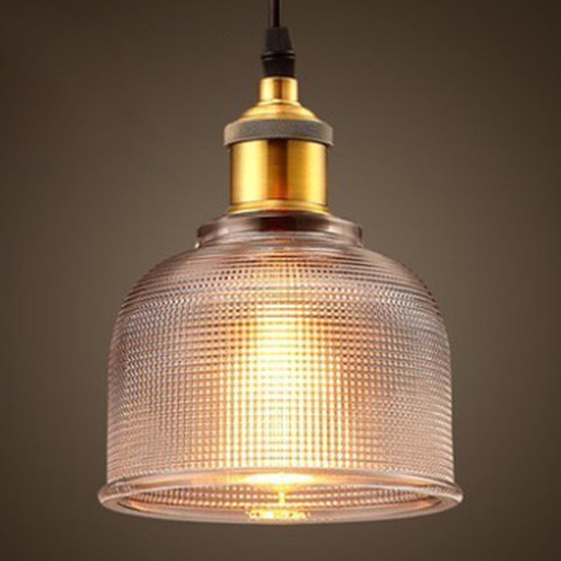 Industrial Ribbed Glass Bell Pendant Light For Dining Room Smoke Gray NALANI