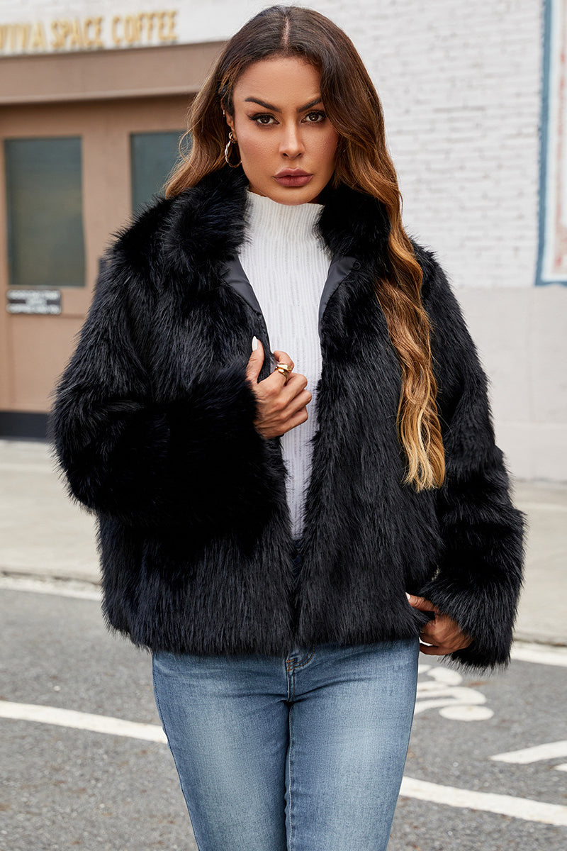 Elegant Faux Fur Trim Winter Coat Warm Stylish For Women NALANI