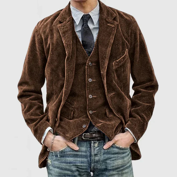 Marbo | Mens Vintage Cuffed Velvet Jacket For Classic Style