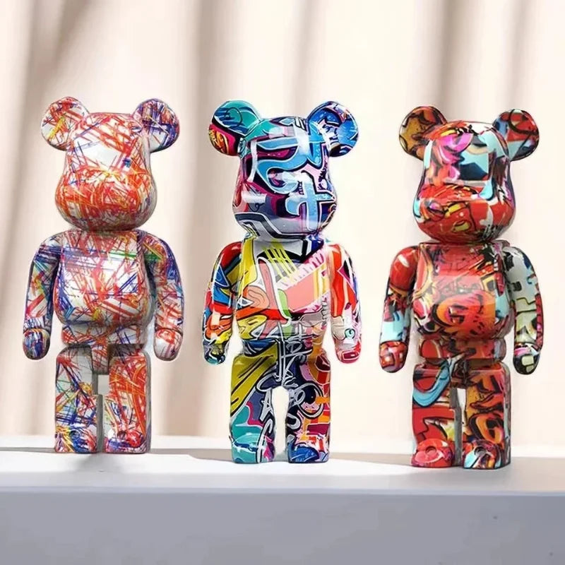 Graffiti Bear Figurine 10 Inch Abstract Animal Home Decor Storage Jar NaLani