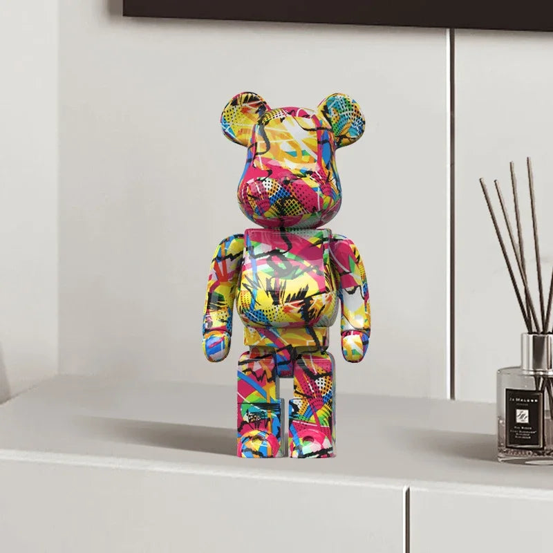 Graffiti Bear Figurine 10 Inch Abstract Animal Home Decor Storage Jar Splatterbear NaLani