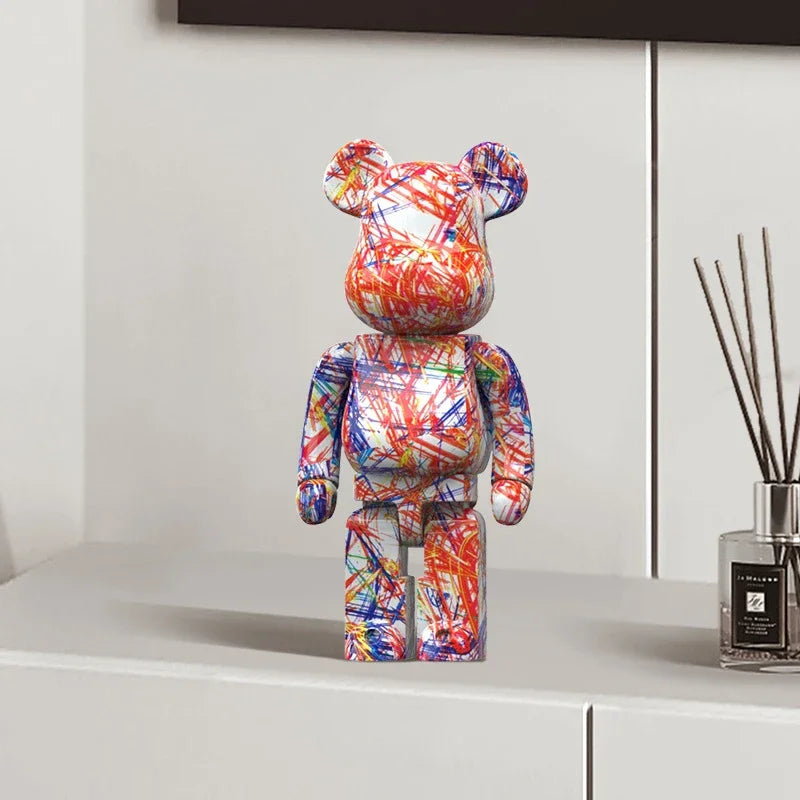 Graffiti Bear Figurine 10 Inch Abstract Animal Home Decor Storage Jar Musecub NaLani