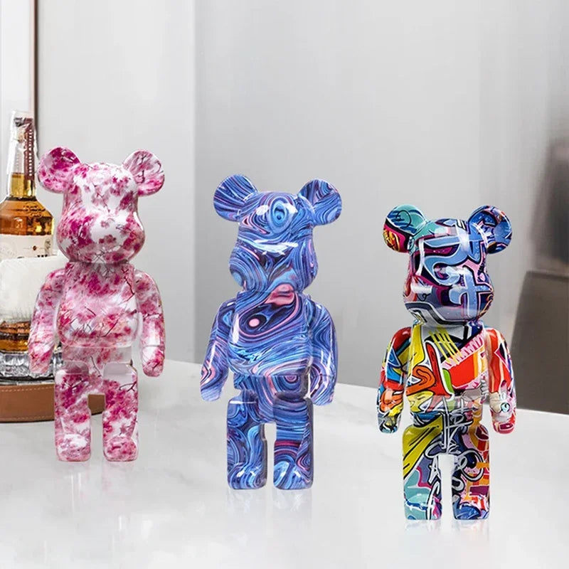 Graffiti Bear Figurine 10 Inch Abstract Animal Home Decor Storage Jar NaLani
