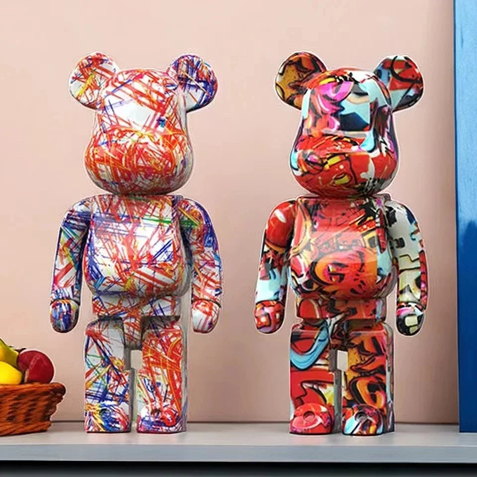Graffiti Bear Figurine 10 Inch Abstract Animal Home Decor Storage Jar NaLani