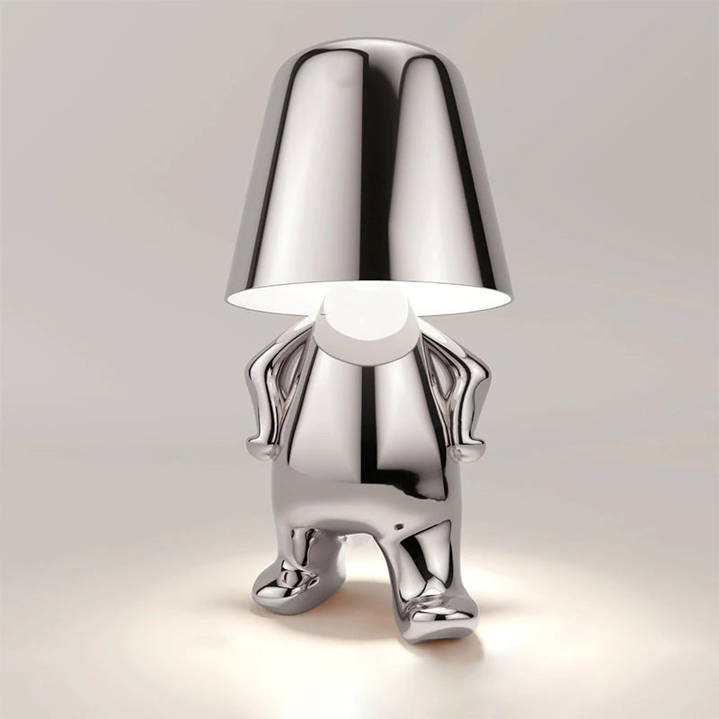 Unique Thinker Lamp Decor for Stylish Home Accent or Gift Silver - Who NaLani