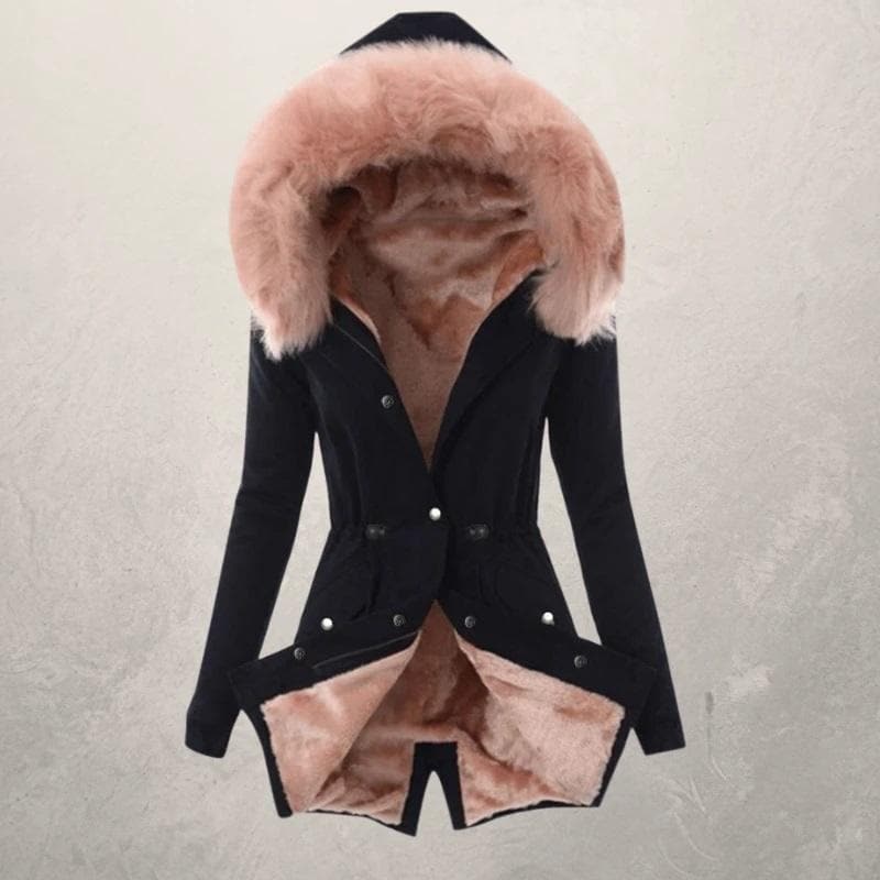 Liana | Women’s Parka Winter Jacket – Mid-Length Fit – Faux Fur Lined – Hooded with Button Closure