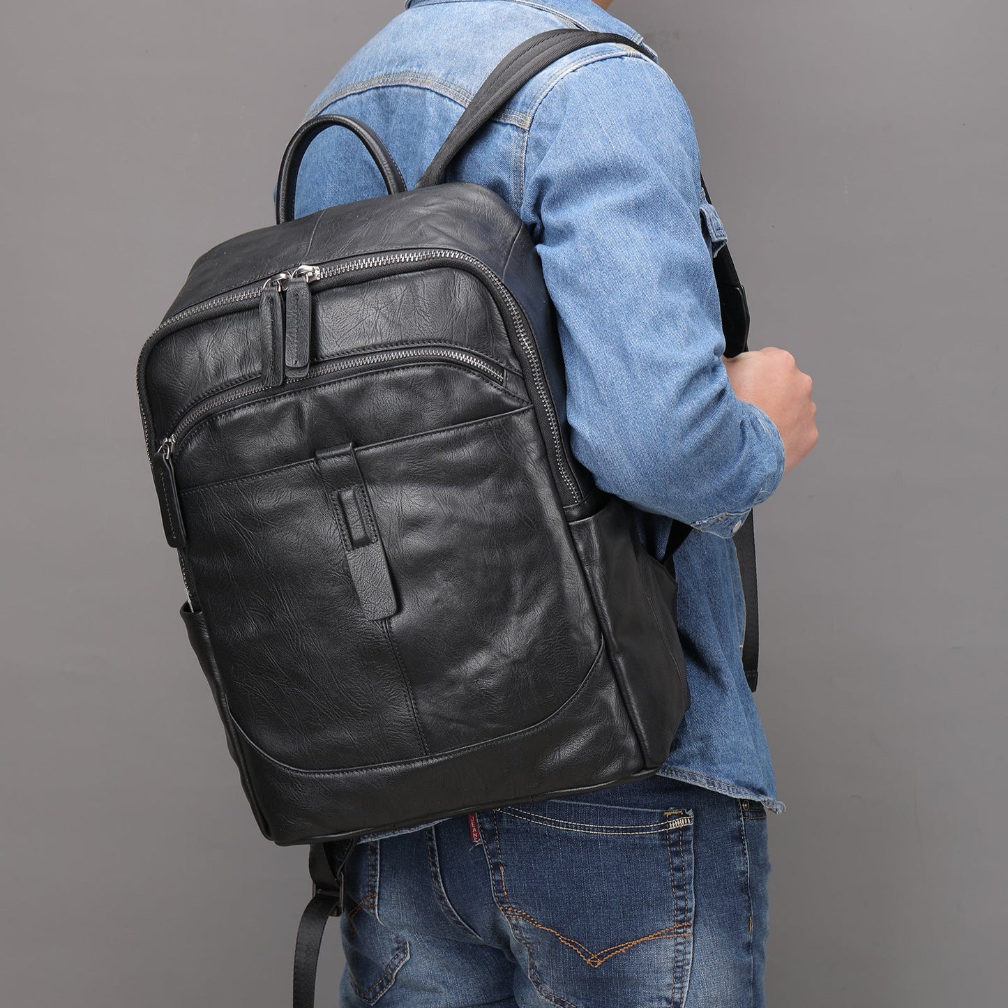 Leather Laptop Backpack 15.6 Inch For Business Travel-Handtassen-NaLani