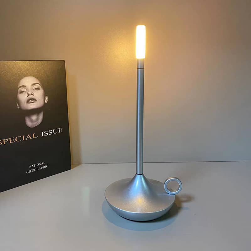 Nordic Candlestick Light - Dimmable Rechargeable Home Decor Lamp Silver NALANI