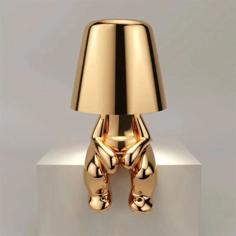 Unique Thinker Lamp Decor for Stylish Home Accent or Gift Gold - When NaLani