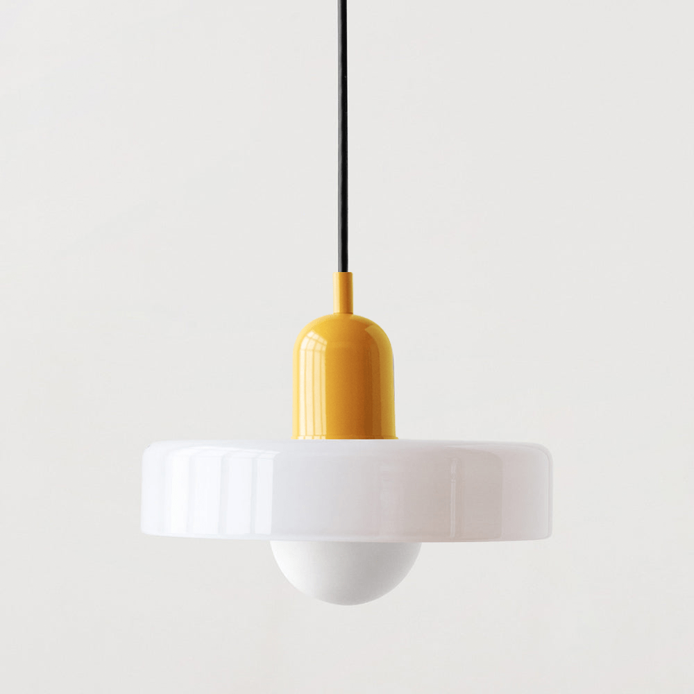 Modern Colored Glass Pendant Light for Stylish Interiors White Yellow 25 x 18 cm NaLani