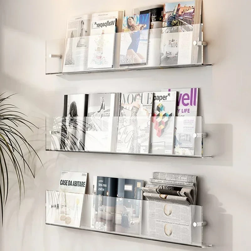 Wall Mounted PVC Shelves For Books And Magazines Storage Transparent NALANI