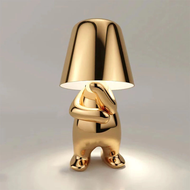 Unique Thinker Lamp Decor for Stylish Home Accent or Gift Gold - Why NaLani
