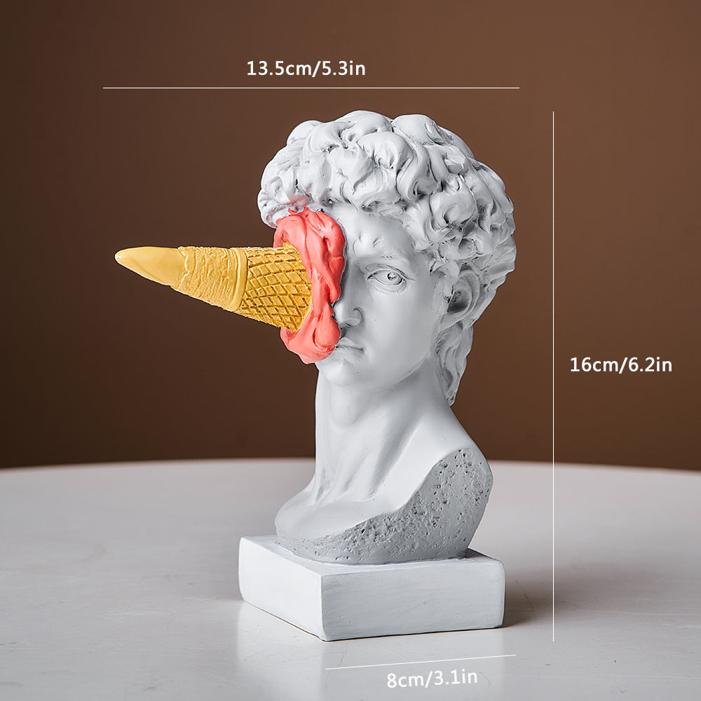 David Ice Cream Statue Home Decor for Creative Bookshelf Display Red NaLani