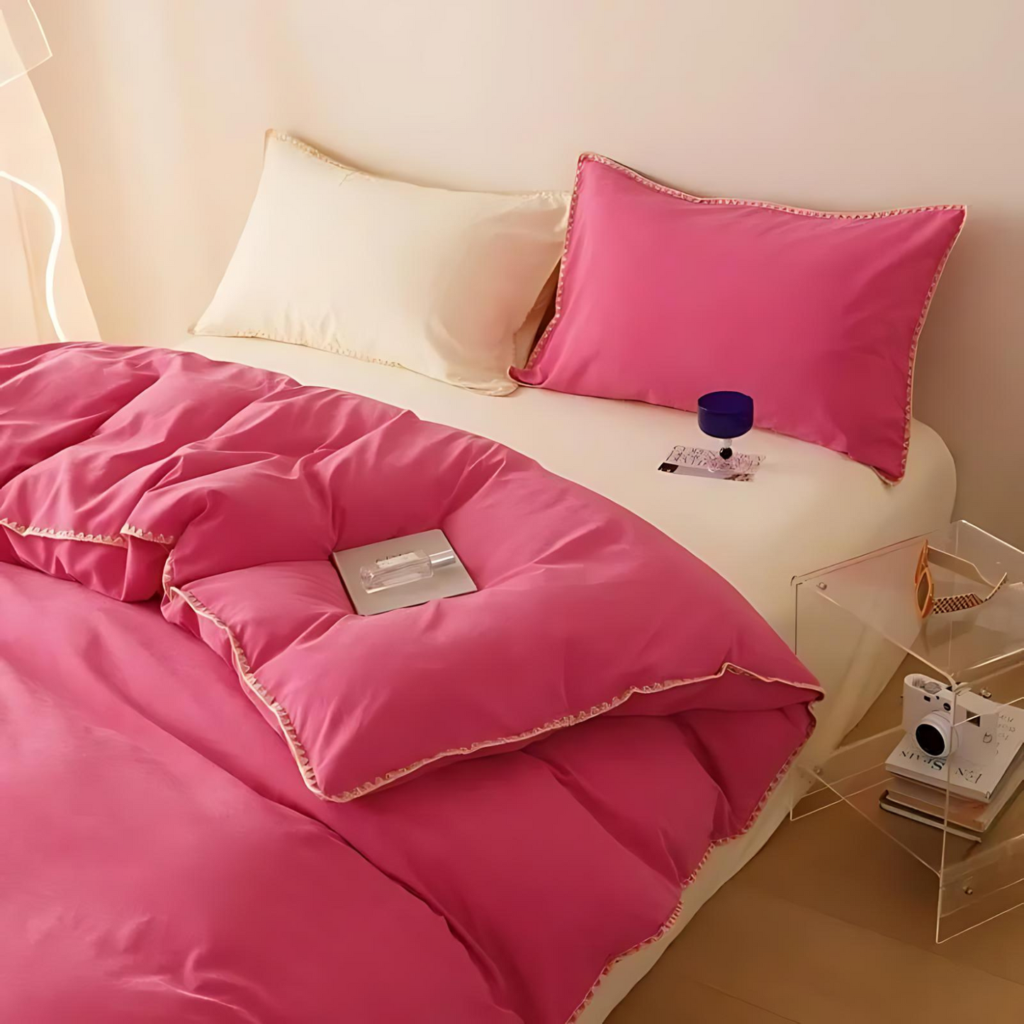 Timeless Laura Bedding Set with Doona Cover and Pillowcases Pink & Beige NaLani