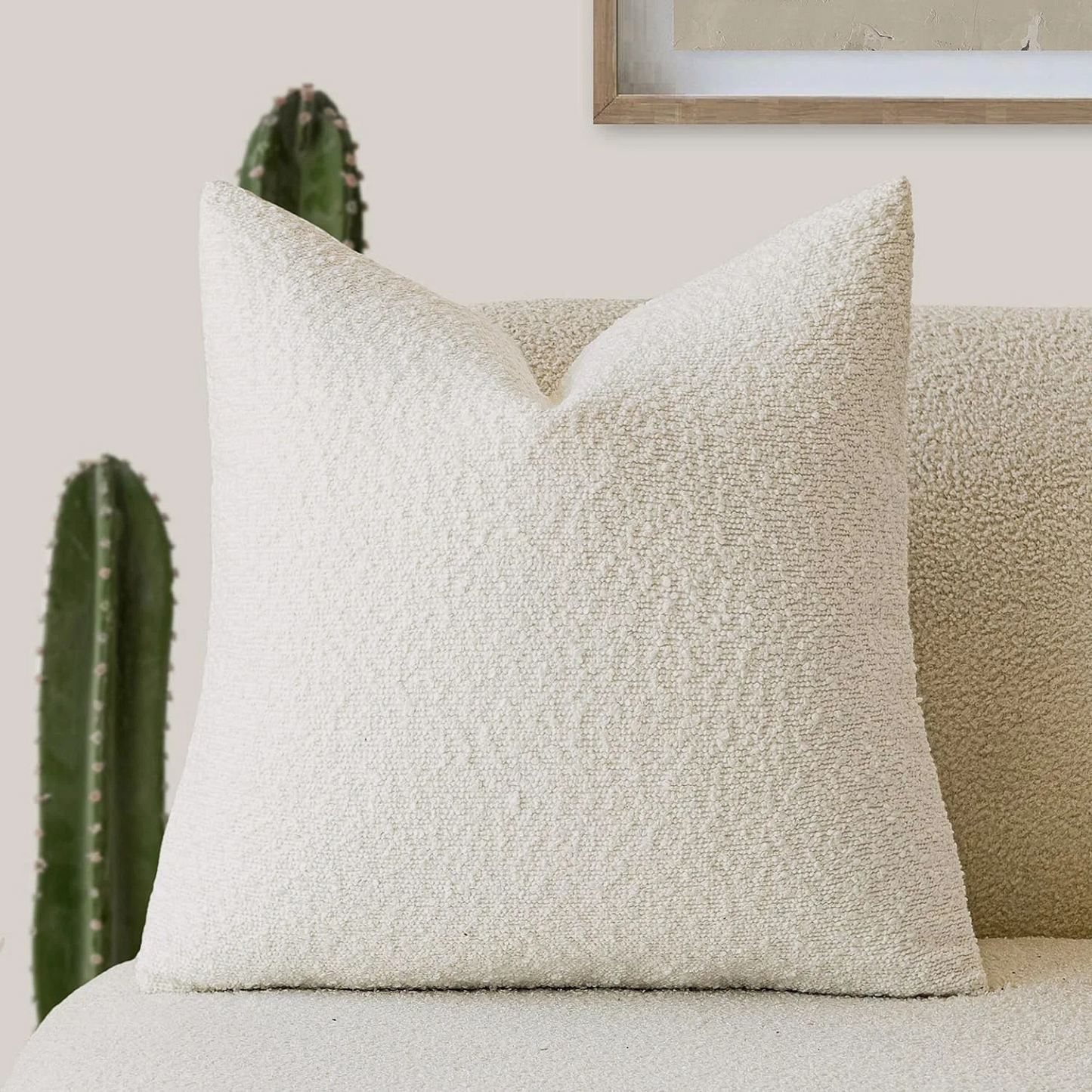 Elegant Boucle Cushion Cover for Sophisticated Home Decor White NaLani