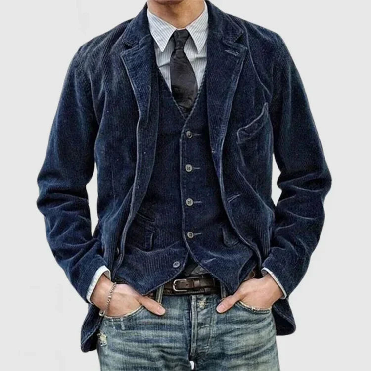 Marbo | Mens Vintage Cuffed Velvet Jacket For Classic Style