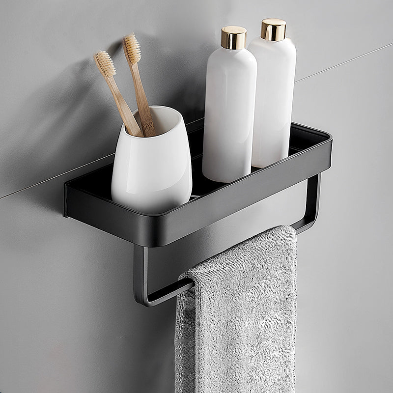 Matte Black Modern Bathroom Bath Shelf Set Anti Rust 1 Piece Bath Shelf (with 12"L Rod) NALANI